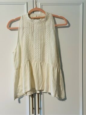 O'Neill Cream Crochet Yoke Peplum Camisole